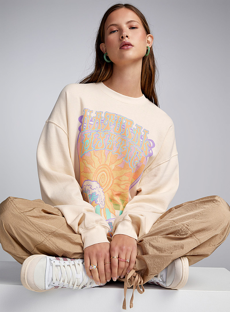 Billabong Ecru/Linen Natural Mystic loose sweatshirt for women
