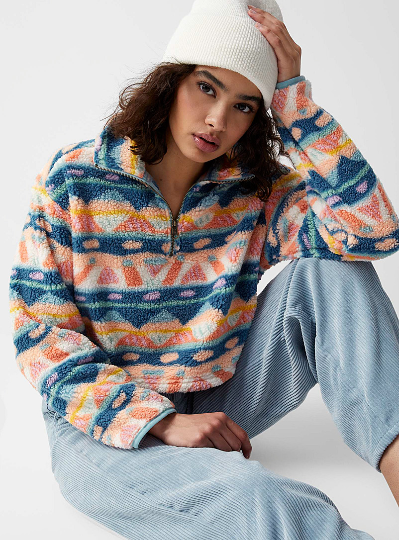 Billabong Patterned Ecru Geometric sun plush sweatshirt for women