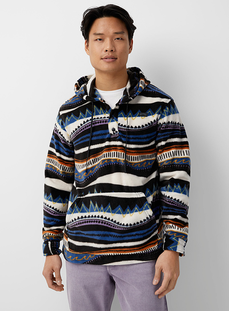 Billabong Blue Geo pattern polar fleece hoodie for men