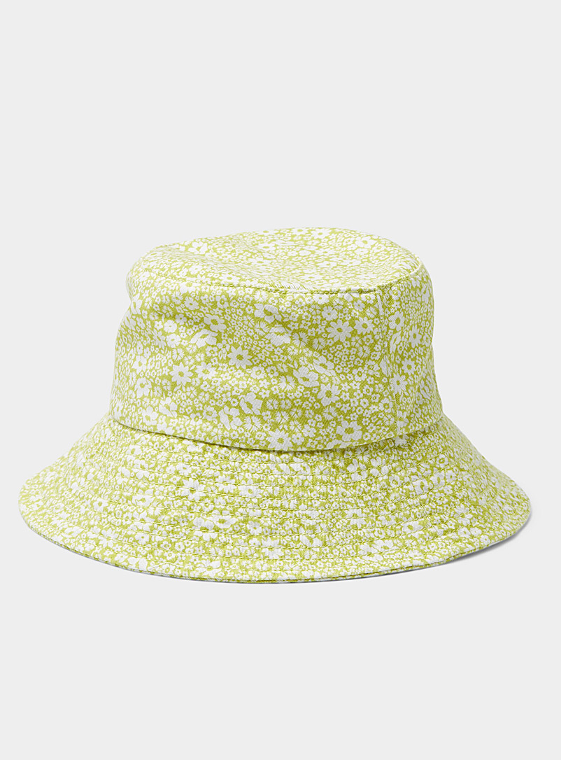 Billabong Patterned Green Summer print cotton bucket hat for women