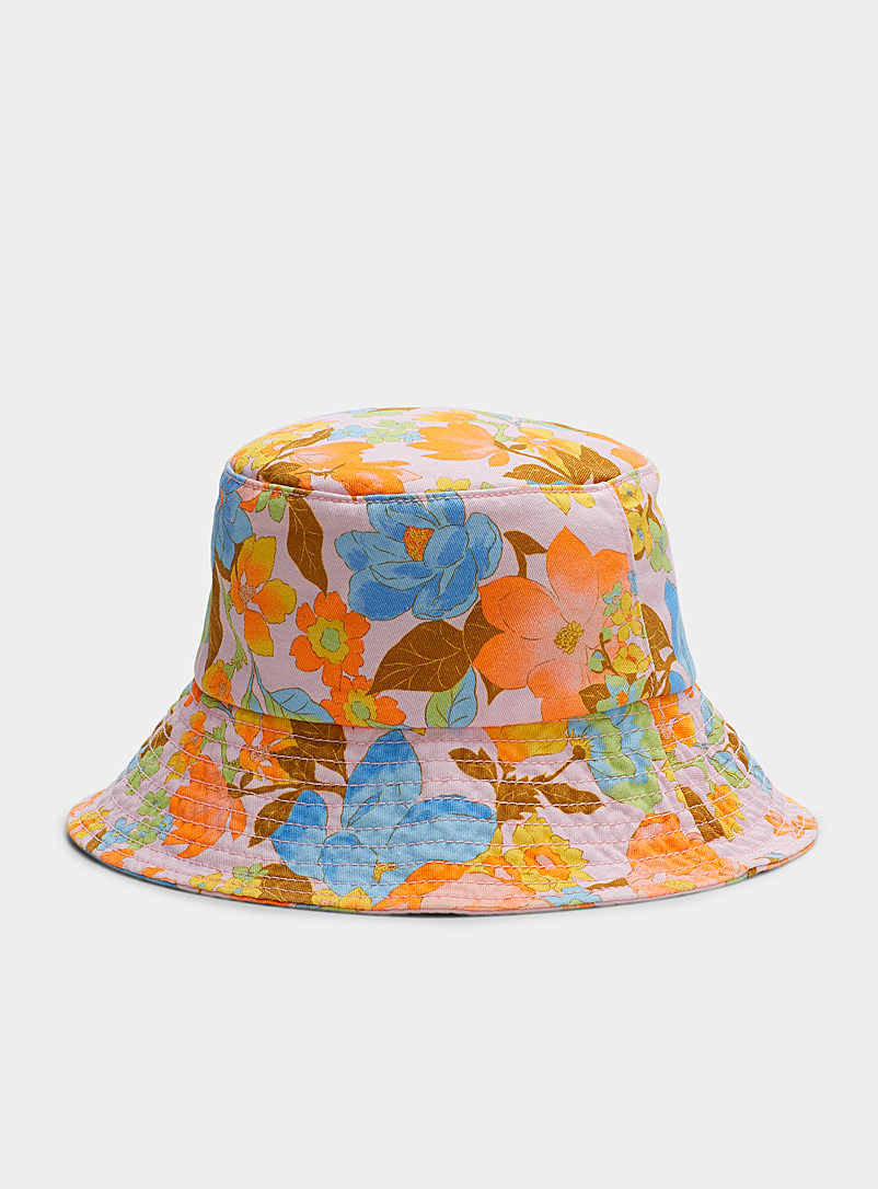 Billabong Pink Summer print cotton bucket hat for women