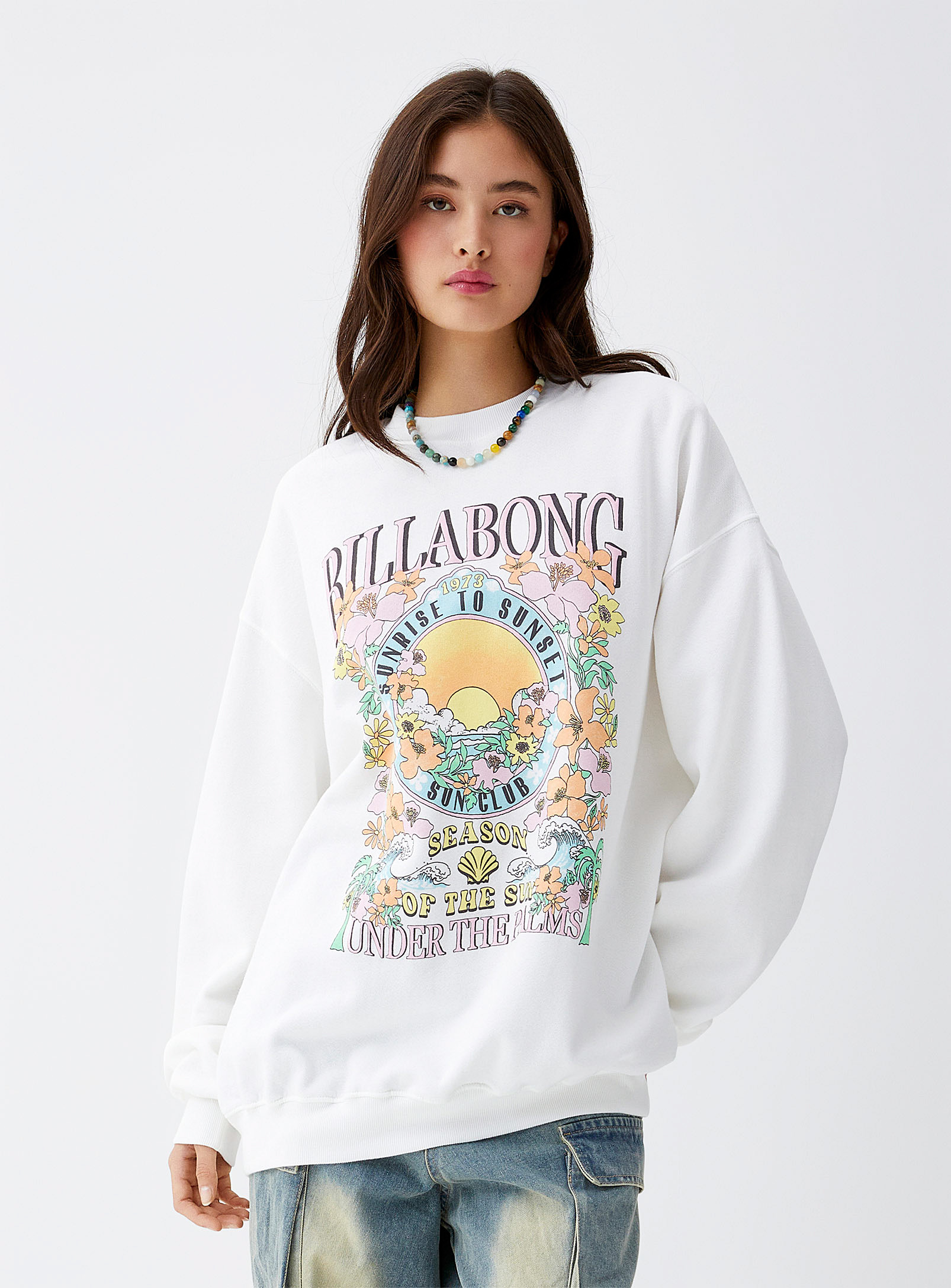 Billabong Rainbow Loose Sweatshirt In White