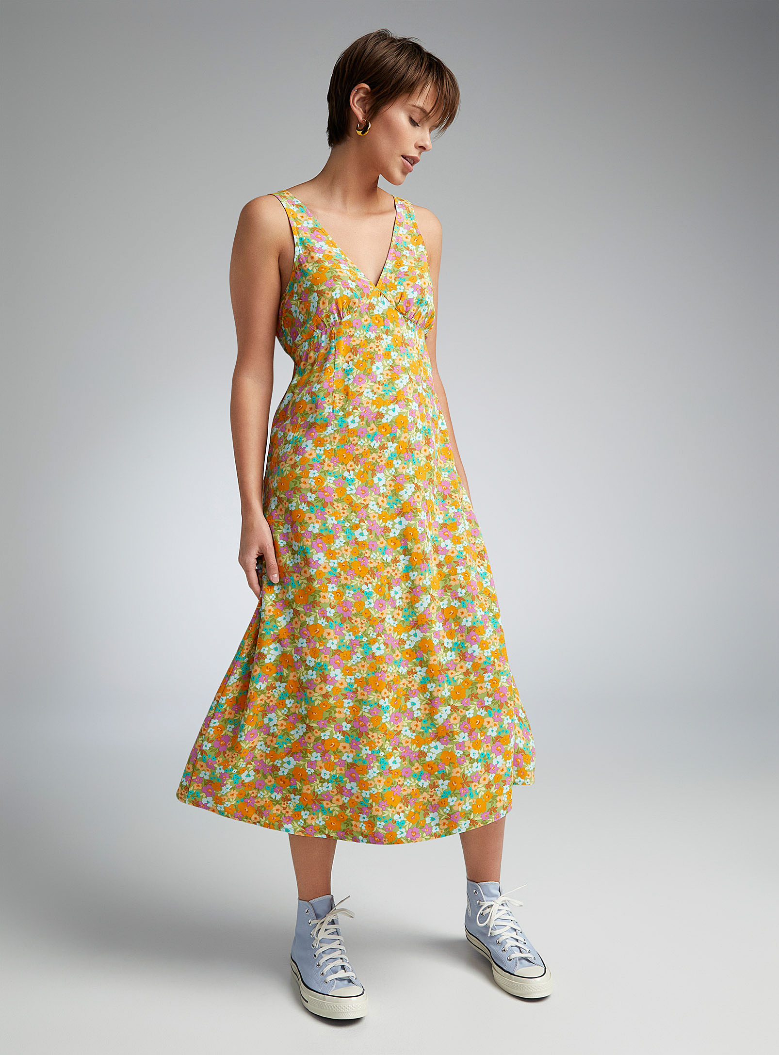 Billabong Sunny Bed Of Flowers Dress In Patterned Yellow