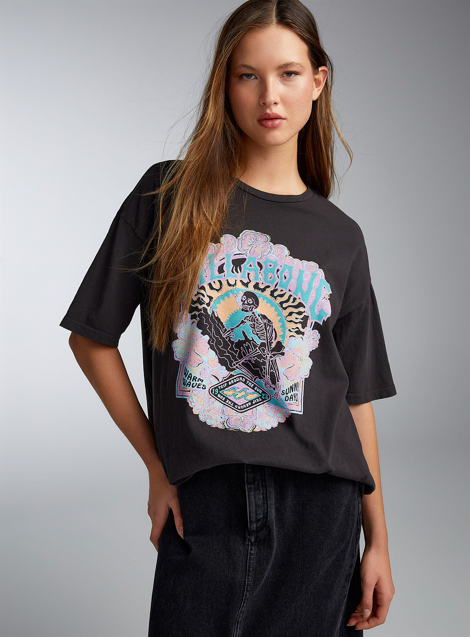 Billabong Skeleton Surfer T-shirt In Charcoal