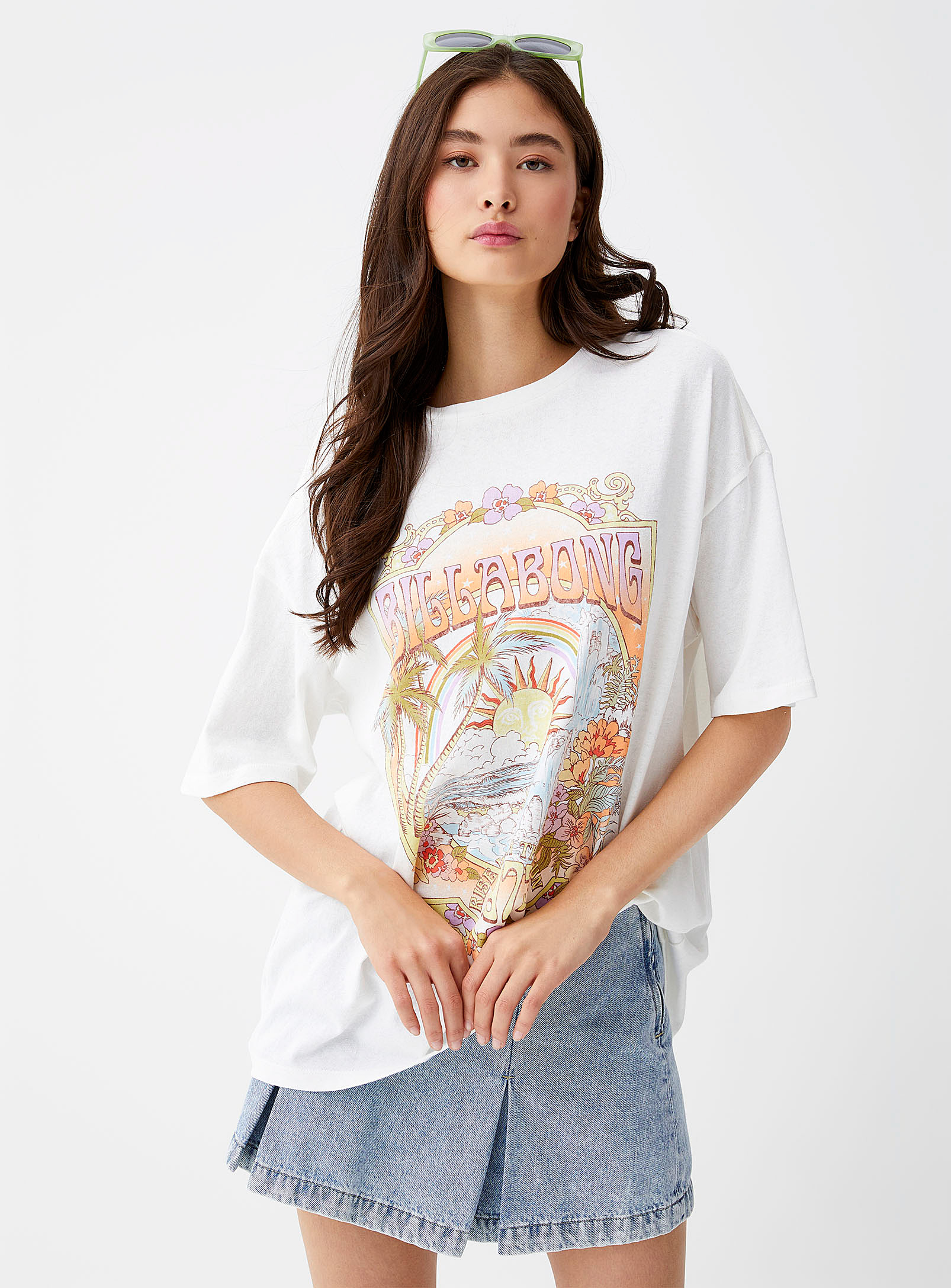 Billabong Tropical Landscape Loose Tee In White