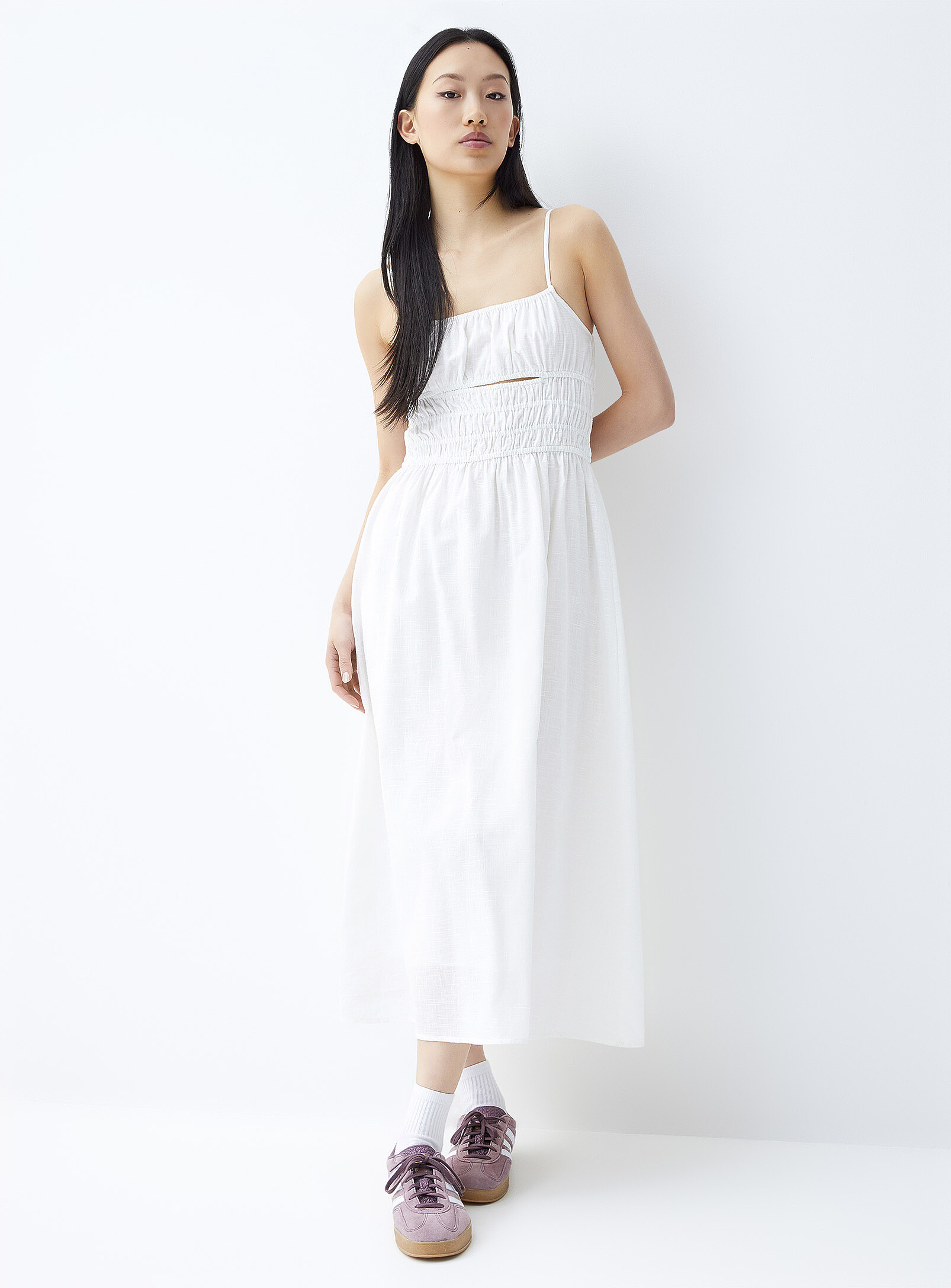 Billabong Smocked Bustier Dress With Front Opening In White | ModeSens Billabong Smocked Bustier Dress With Front Opening In White | ModeSens