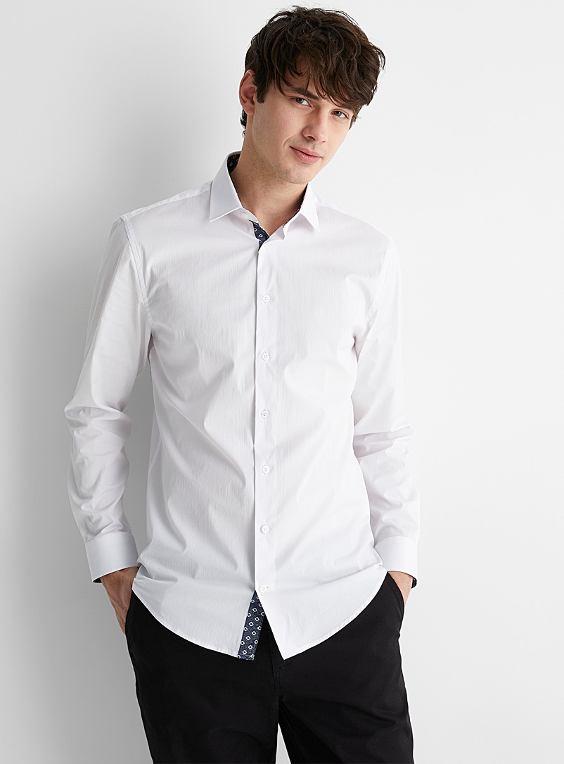 Soul of London: La chemise extensible épurée Coupe confort Blanc pour homme