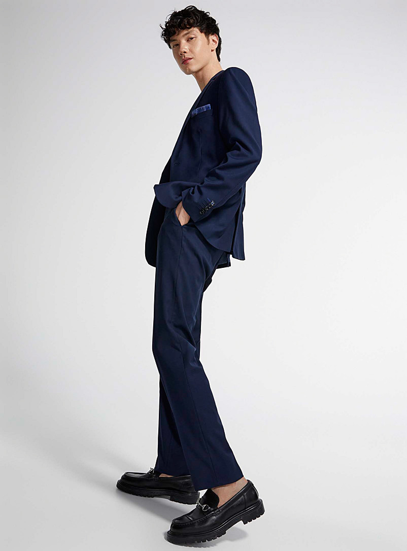 Soul of London Navy/Midnight Blue Fluid suit Slim fit for men