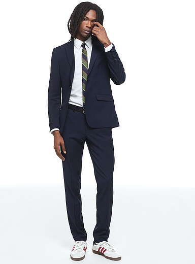 Soul of London: Le complet &eacute;pur&eacute; twill <b>Coupe ajust&eacute;e</b> Bleu marine - Bleu nuit pour homme