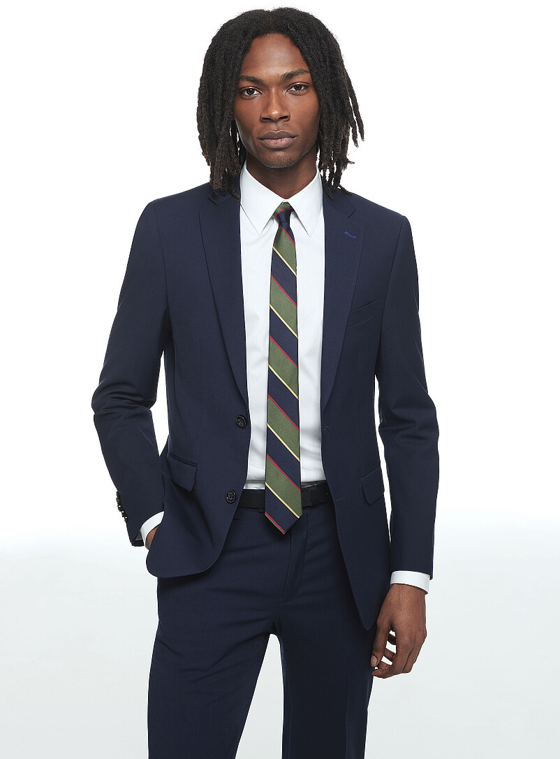 Soul of London Raspberry/Cherry Red Twill minimalist suit <b>Slim fit</b> for men