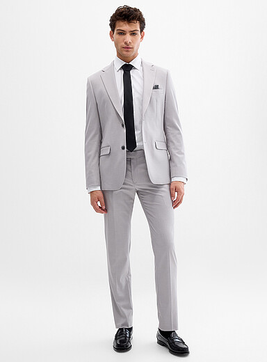 Soul of London Black Twill minimalist suit <b>Slim fit</b> for men