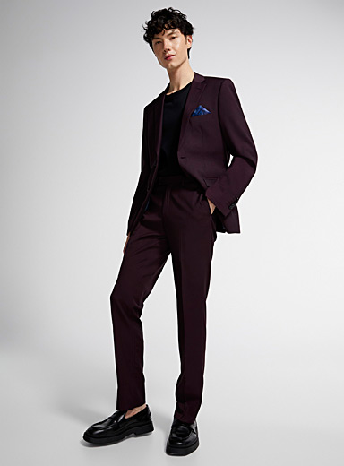 Soul of London Burgundy Twill minimalist suit <b>Slim fit</b> for men
