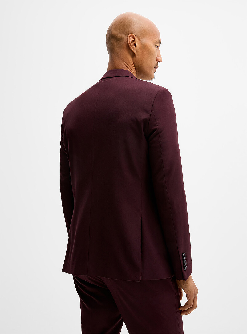 Soul of London Raspberry/Cherry Red Twill minimalist suit <b>Slim fit</b> for men