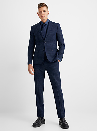 Navy piqué suit Slim fit | Soul of London | Shop Men's Slim Fit Suits ...