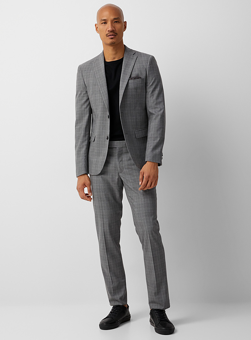 Soul of London Grey Natural check suit Semi-slim fit for men