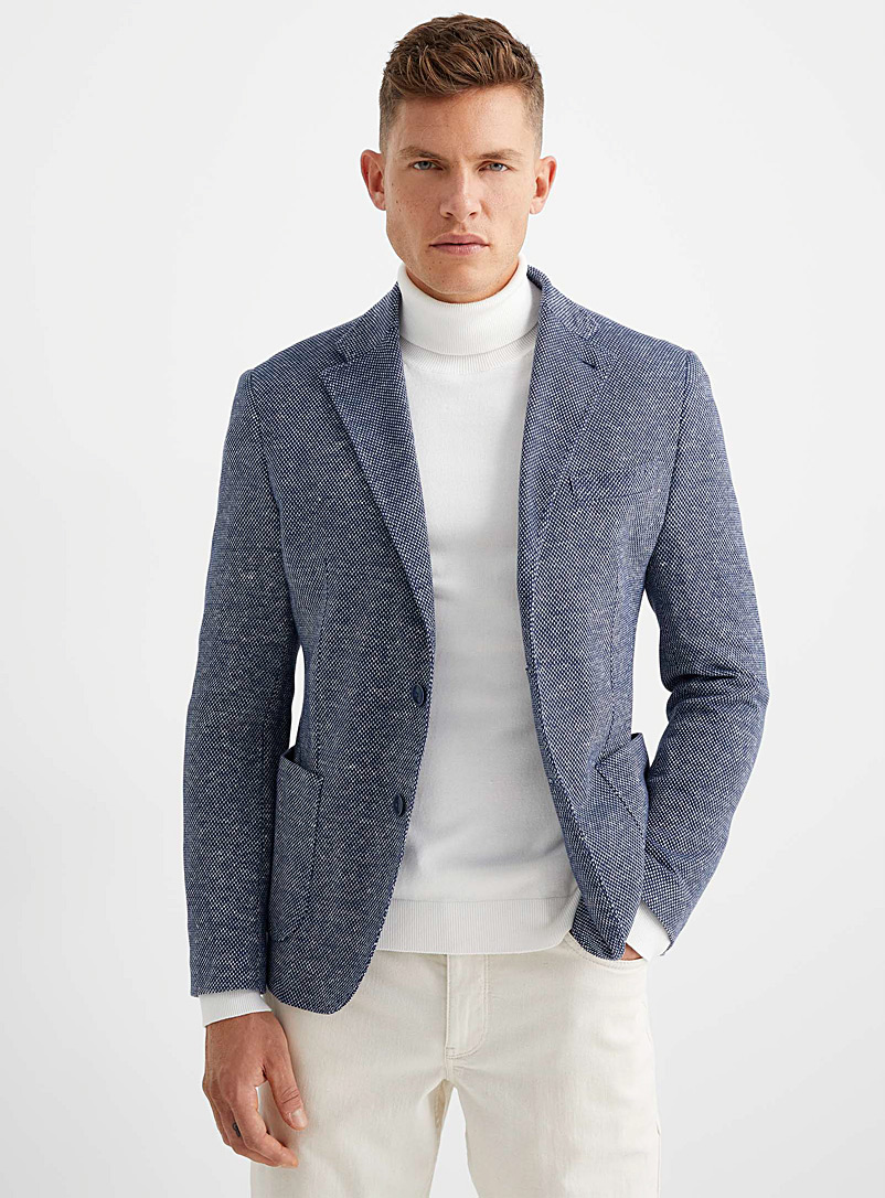 Hörst Blue Piqué knit jacket Semi-slim fit for men
