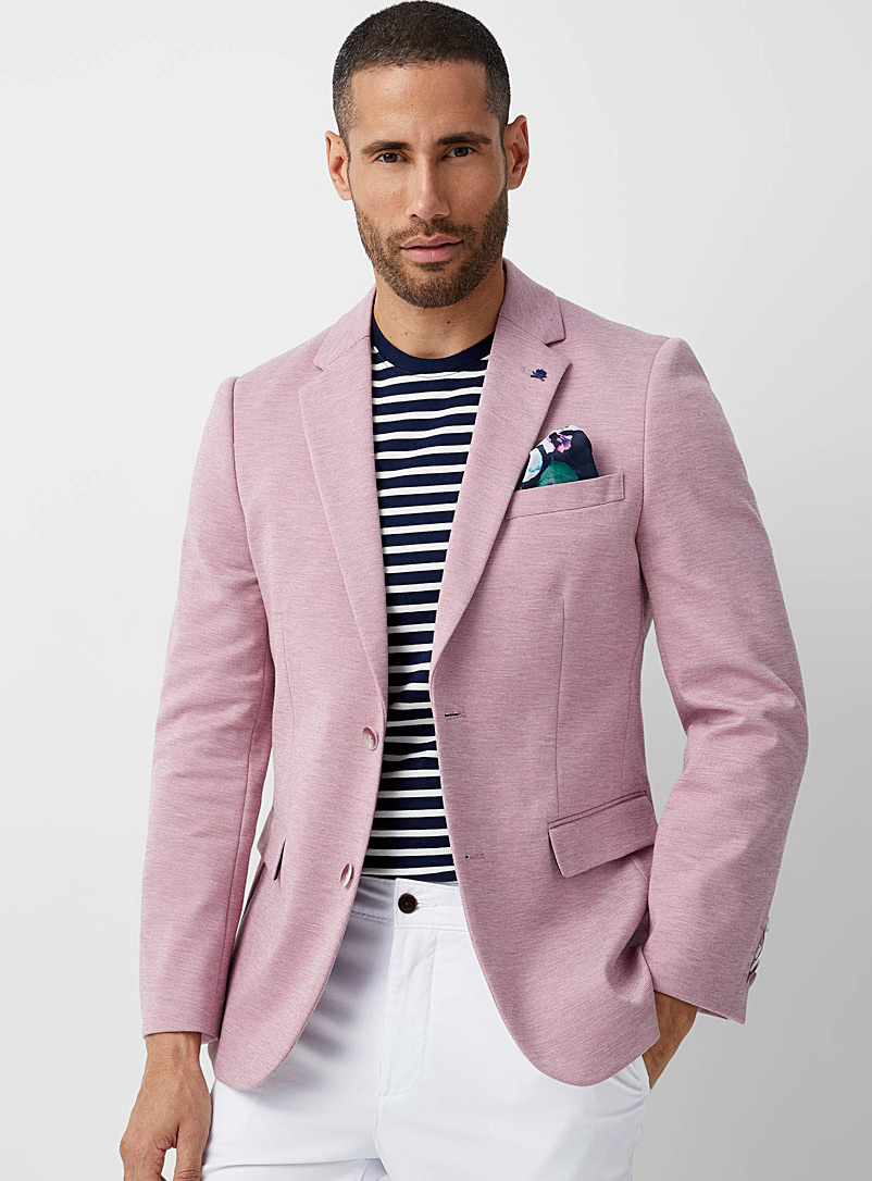 Soul of London: Le veston tricot rosé chambray Coupe ajustée Rose pour homme