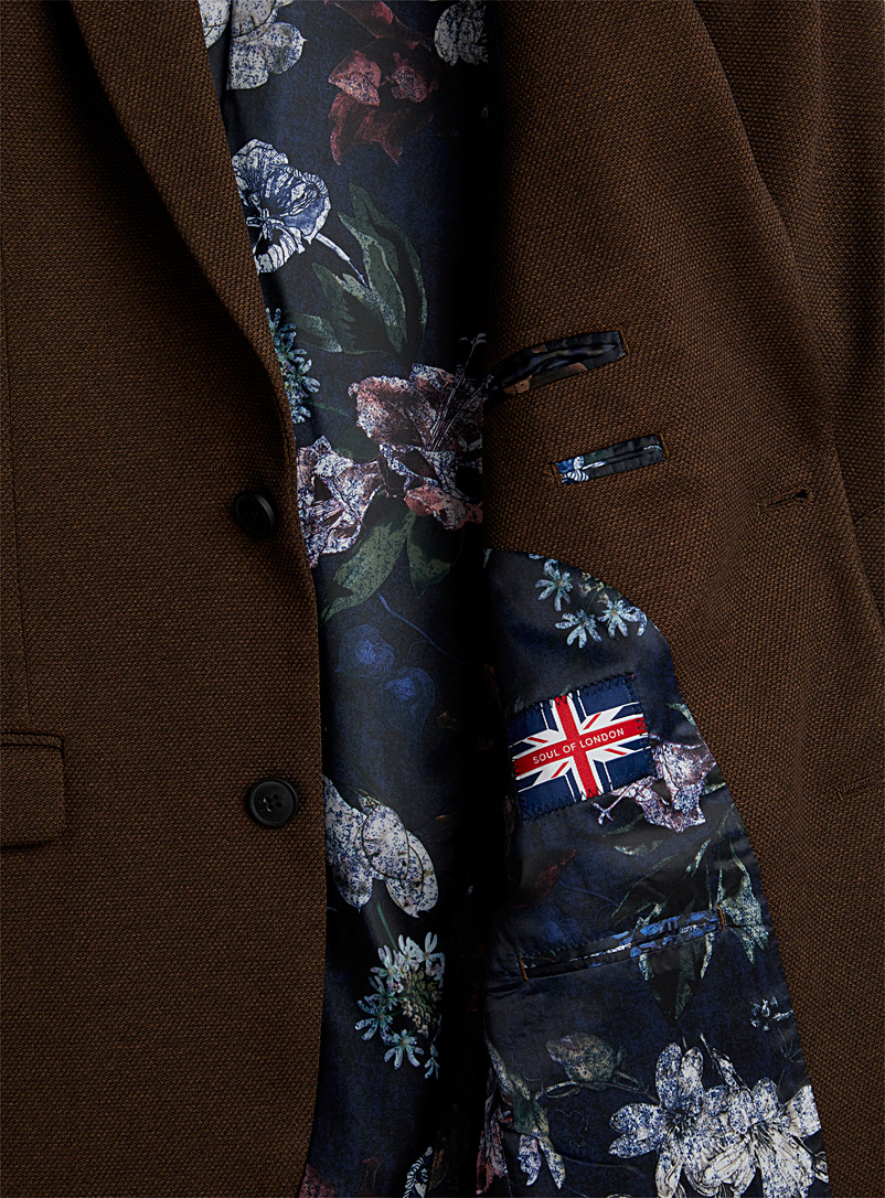 Soul of London Brown Eco-friendly bird's eye knit jacket Semi-slim fit for men