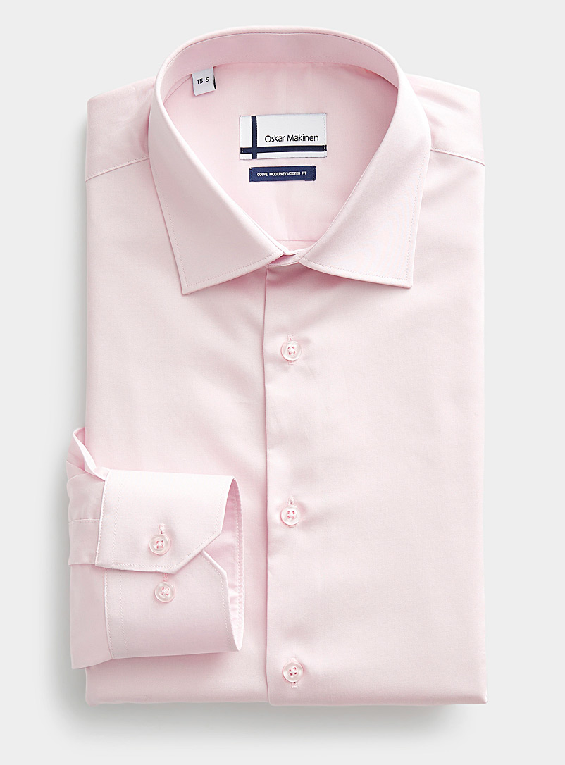 Oskar Mäkinen Dusky Pink Cotton sateen shirt Modern fit for men