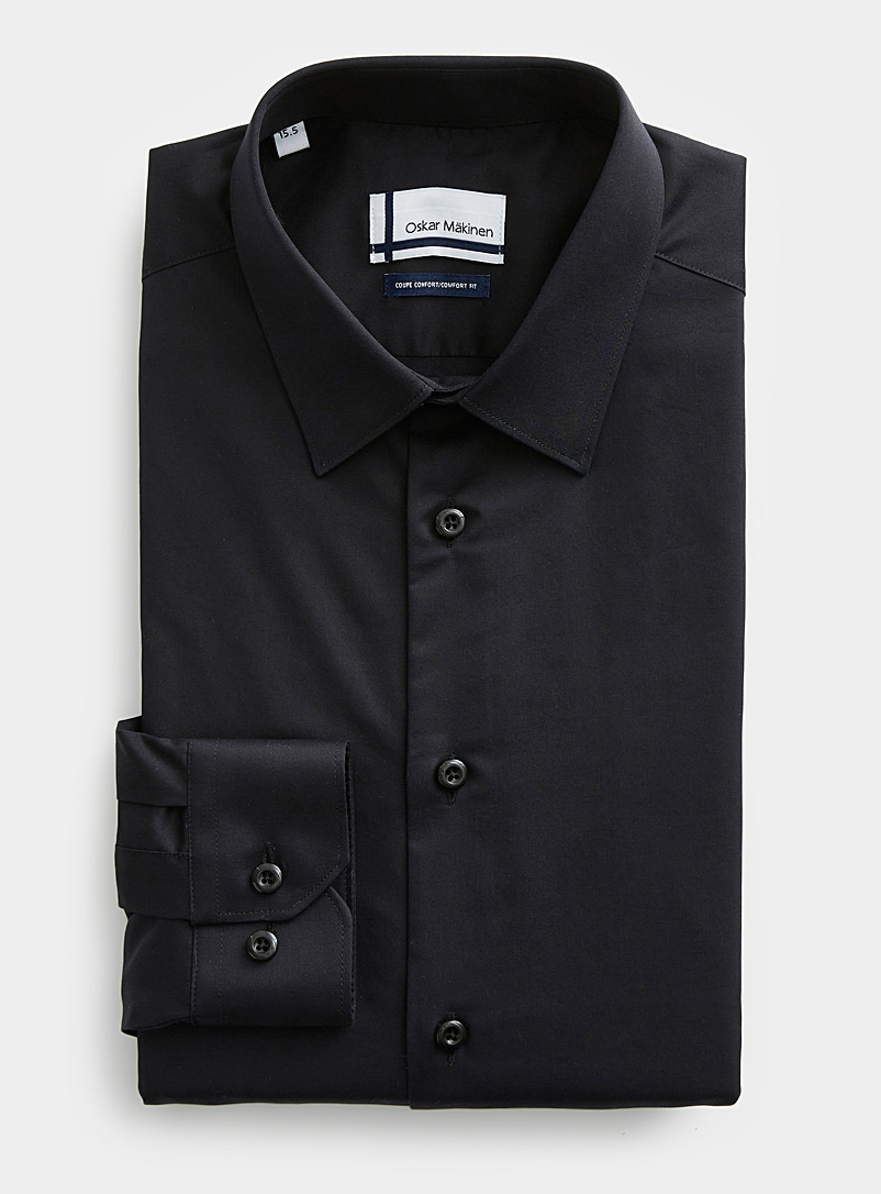 Oskar Mäkinen Black Satiny business shirt Comfort fit for men