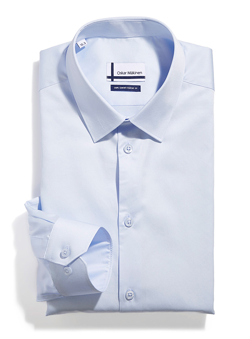 Oskar Mäkinen: La chemise classe affaires satinée Coupe confort Bleu pour homme