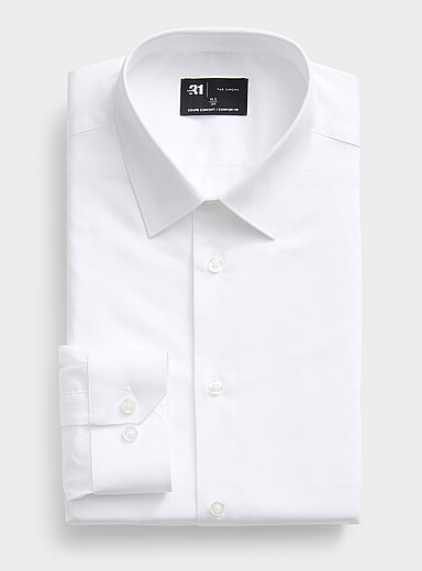 La chemise pur coton satin&eacute; <b>Coupe confort</b>