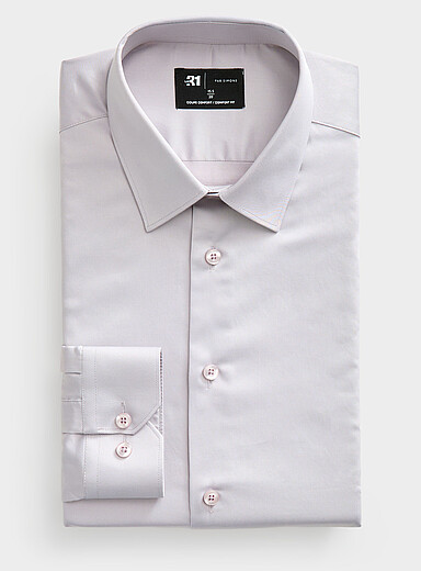 Le 31: La chemise pur coton satin&eacute; <b>Coupe confort</b> Gris pour homme