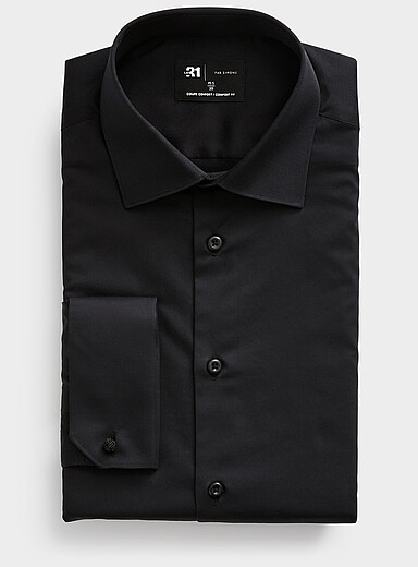 La chemise coton satin&eacute; poignets fran&ccedil;ais <b>Coupe confort</b>