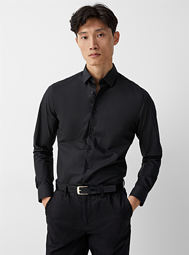 Le 31 Black Colourful poplin shirt Modern fit for men