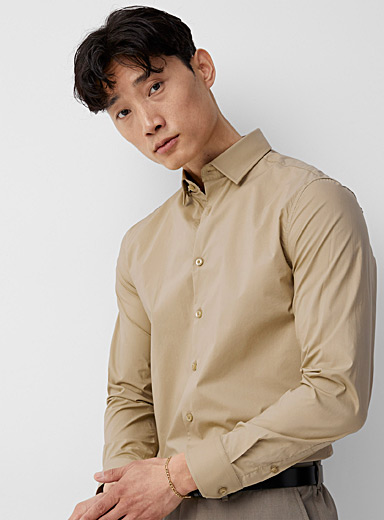 Le 31 Fawn Colourful poplin shirt Modern fit for men