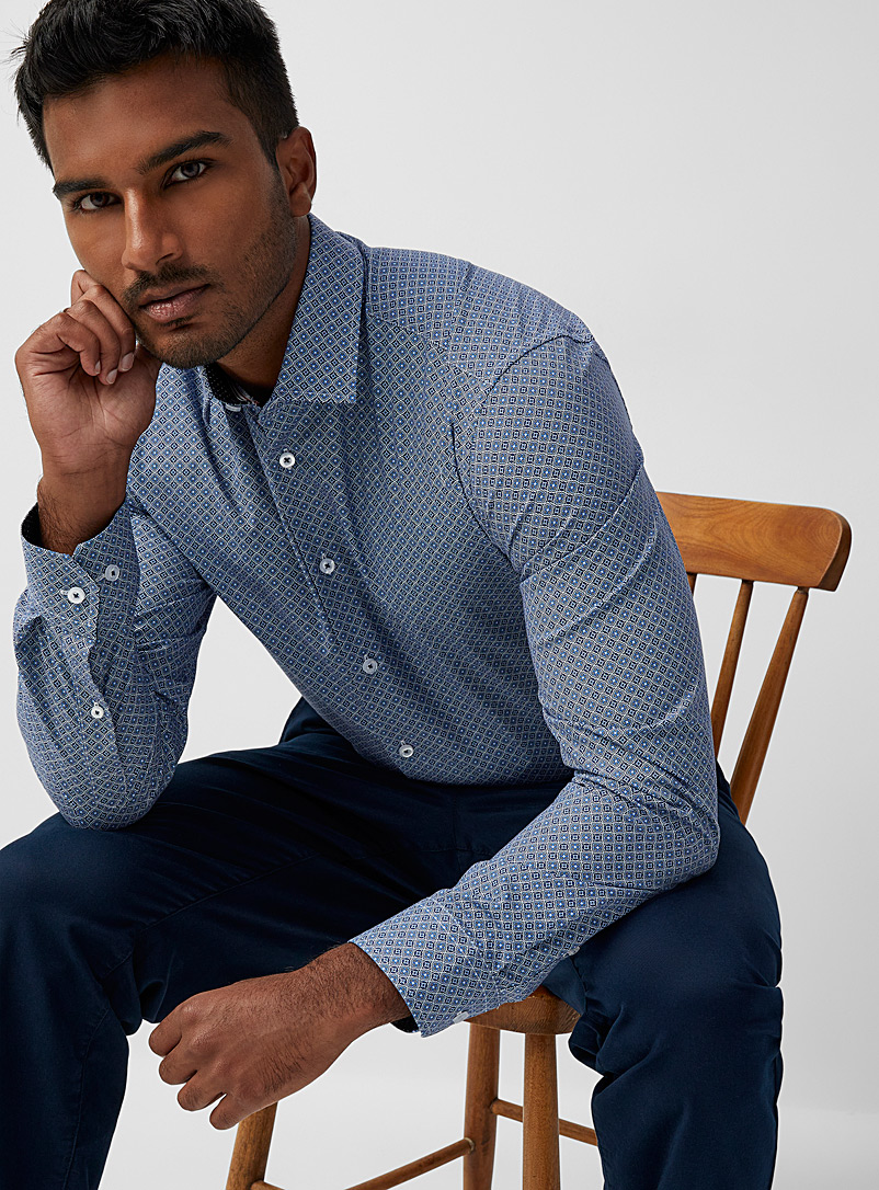Mosaic blue shirt Modern fit | Soul of London | Shop Men's Patterned ...