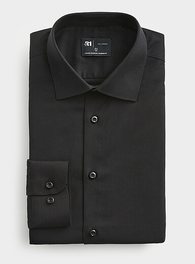 Solid wrinkle-free Dobby shirt <b>Modern fit</b>