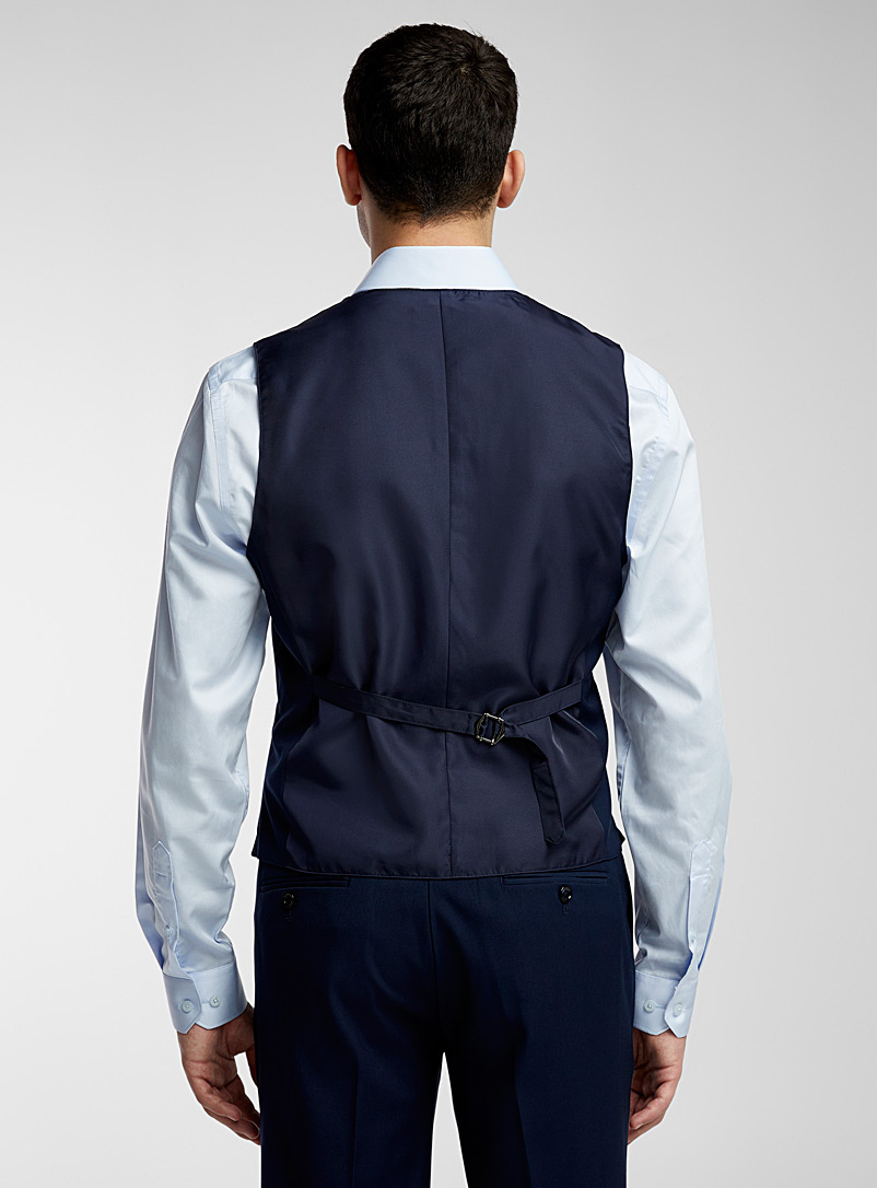 Soul of London Navy/Midnight Blue Solid vest Semi-slim fit for men