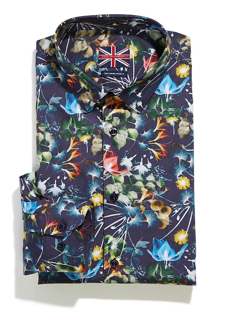 Soul of London Assorted Overexposed flower shirt Modern fit for men