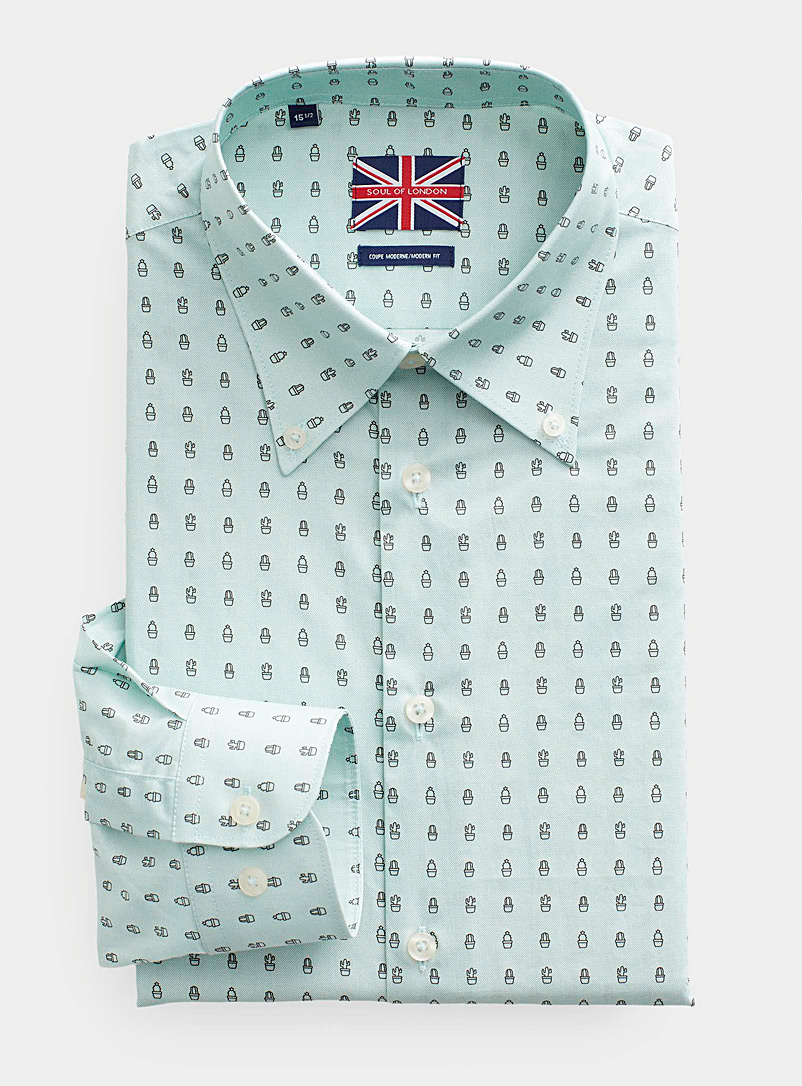 Soul of London Patterned White Cactus shirt Modern fit for men