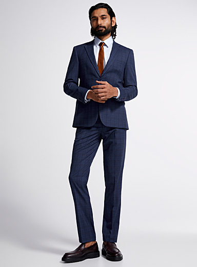 Soul of London Blue Navy Prince of Wales suit Slim fit for men