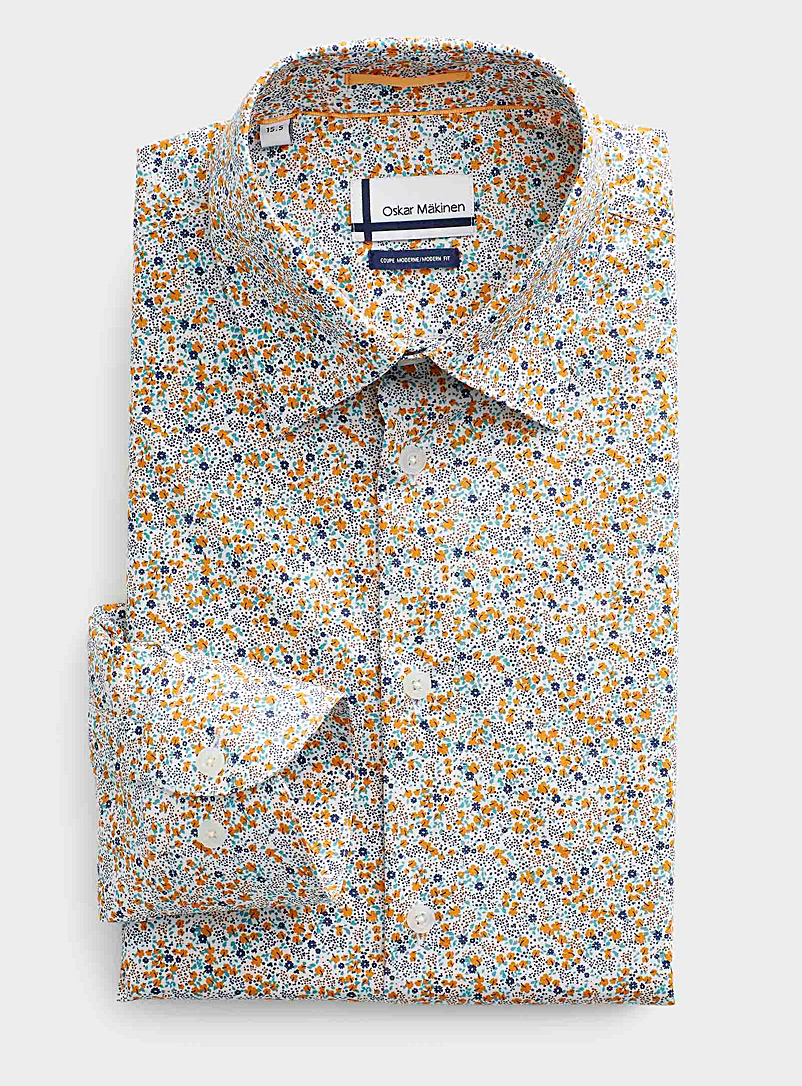 Oskar Mäkinen Assorted Dotwork flower shirt Modern fit for men