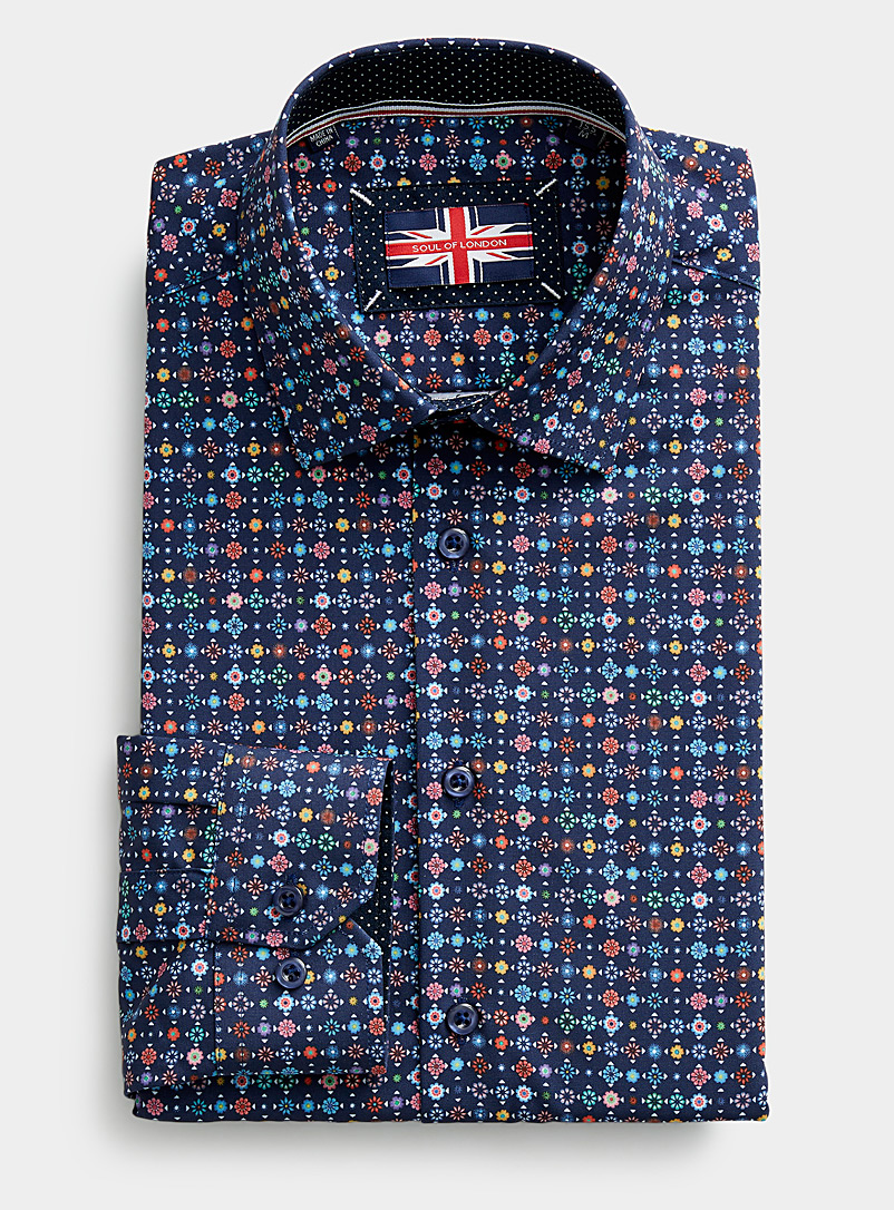 Soul of London Assorted Graphic bouquet microfibre shirt Slim fit for men