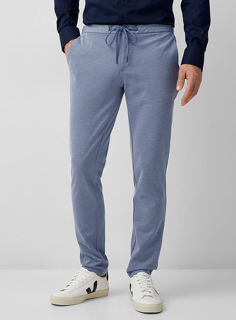Soul of London Baby Blue Chambray blue knit pant Slim fit for men