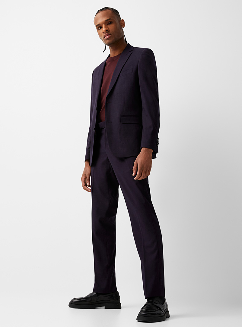 Soul of London Purple Tone-on-tone windowpane-check suit Semi-slim fit for men