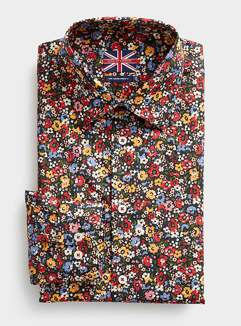 Soul of London Assorted Chromatic flower shirt Modern fit for men