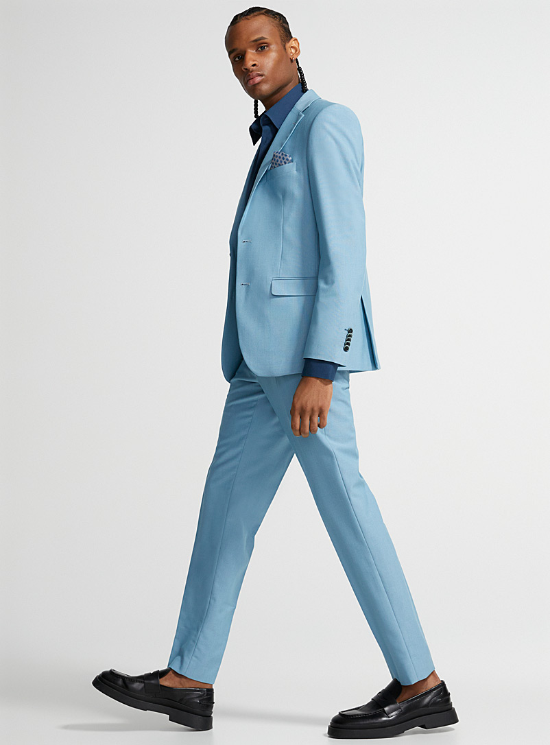 Soul of London Teal Turquoise piqué suit Slim fit for men
