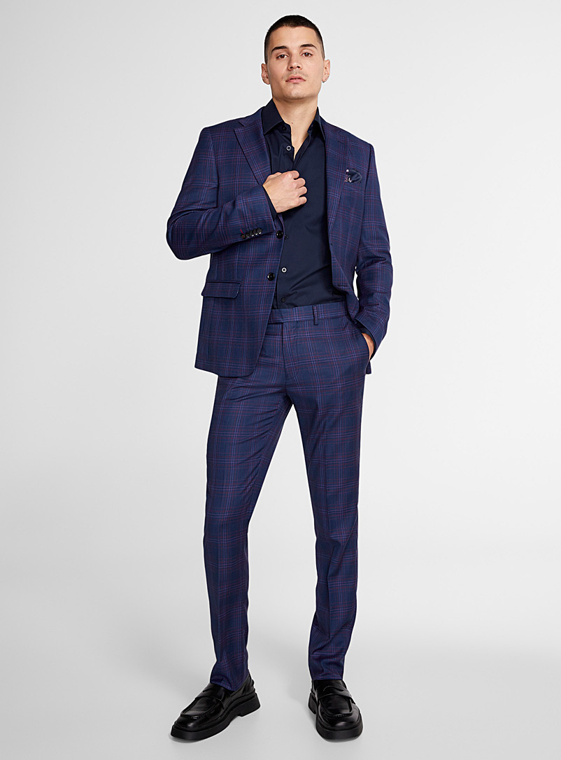 Soul of London Marine Blue Ruby check navy suit Semi-slim fit for men