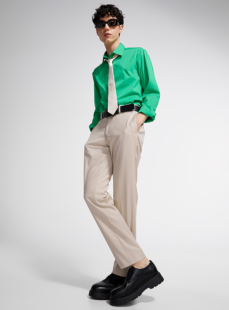 Soul of London: Le pantalon coloré twill souple Coupe ajustée Écru/Lin pour homme