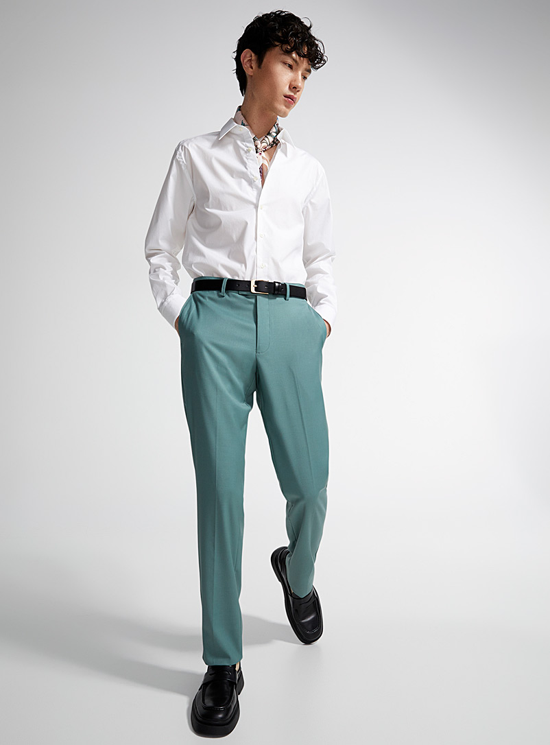 Soul of London Green Soft twill colourful pant Slim fit for men