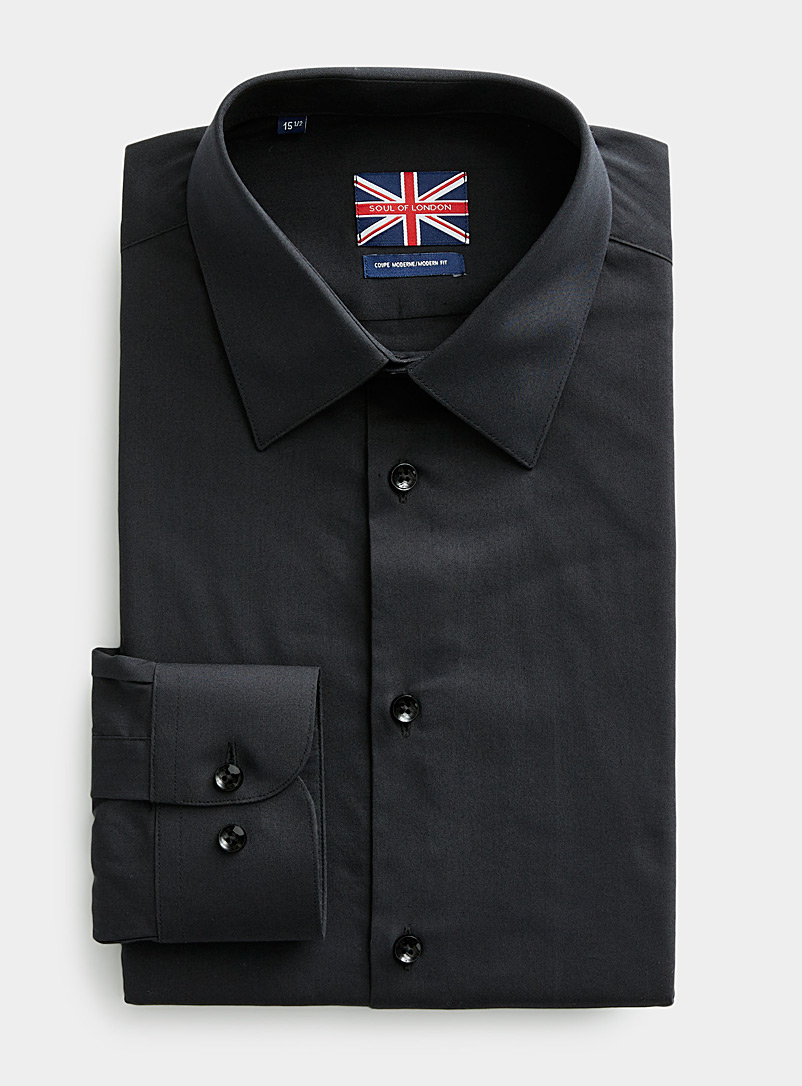 Soul of London Black Coloured stretch shirt Modern fit for men
