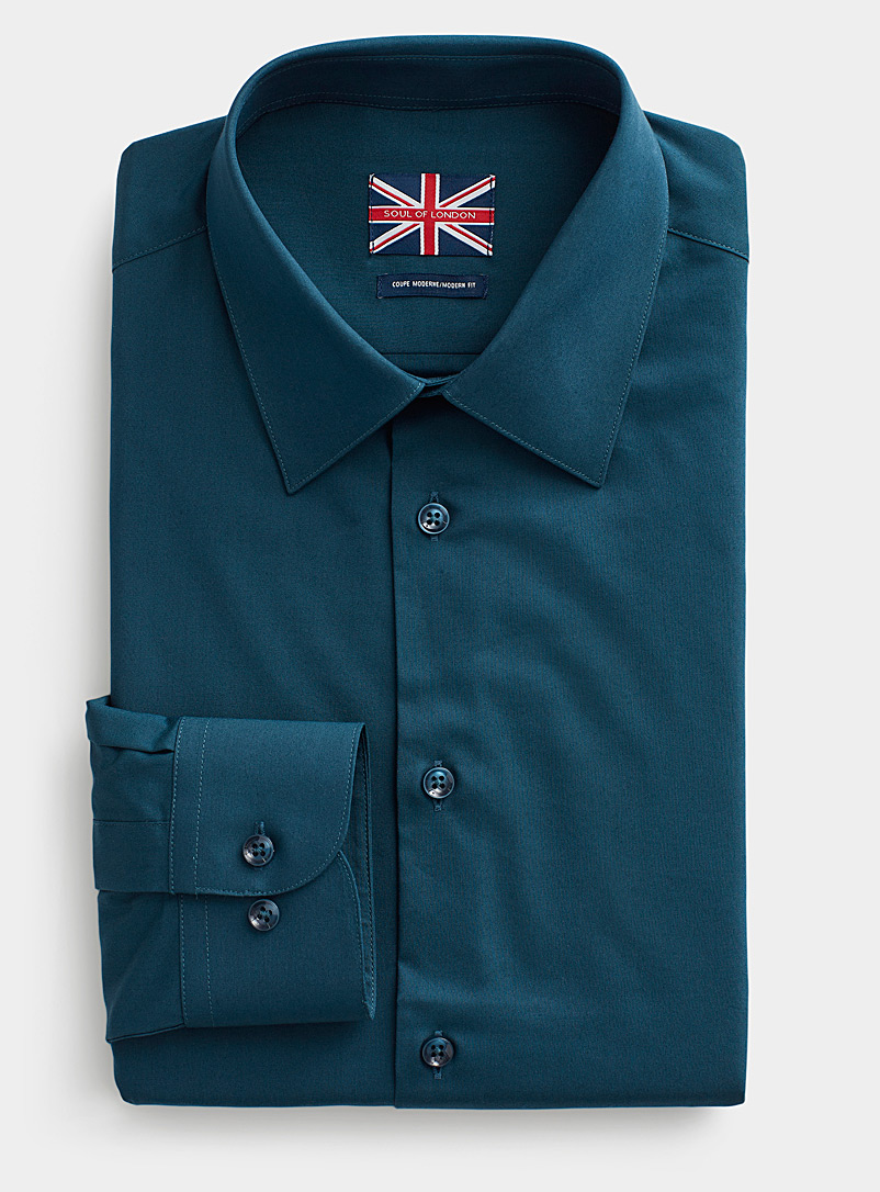 Soul of London Dark Blue Colourful stretch shirt Modern fit for men