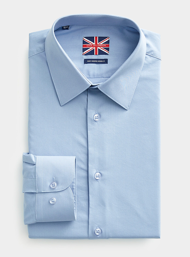 Soul of London Slate Blue Colourful stretch shirt Modern fit for men