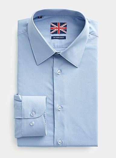 Soul of London Slate Blue Coloured stretch shirt Modern fit for men