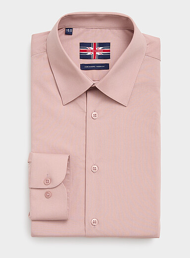 Soul of London: La chemise extensible <b>Coupe moderne</b> Vieux rose pour homme